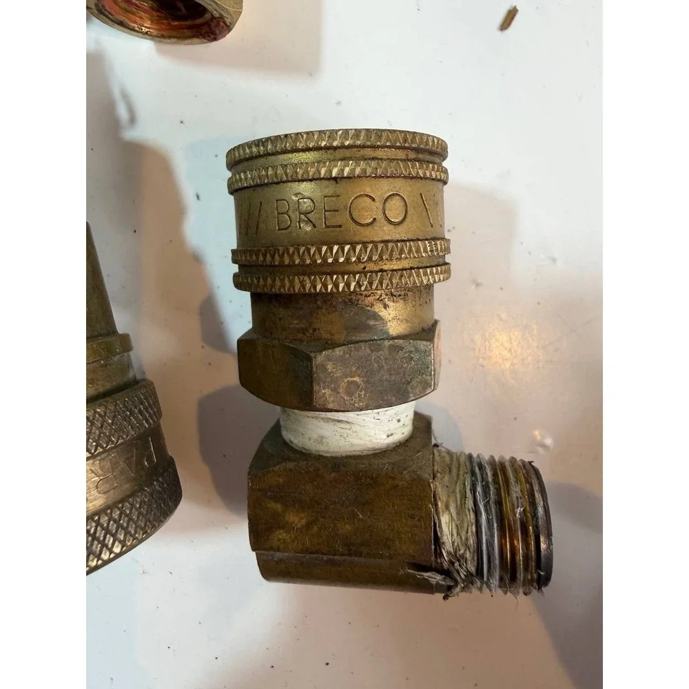 Vintage Brass Pneumatic Air Hose Fittings & Quick Disconnect Coupler Lot Of 10